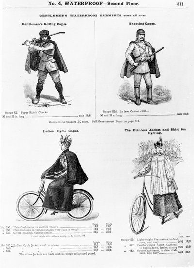 Pubblicità per abiti da esterno, c.1880-1900 da English School